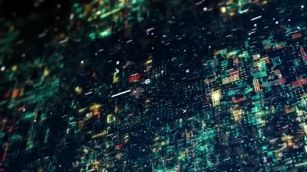 Абстрактний Потік Цифрових Частинок Технологічний Цифровий Фон Єднання Кабельний — стокове відео
