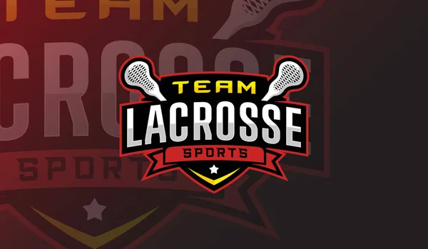 Lacrosse Logo Sport Team Logo League Tournament Emblem Design — Stock Vector
