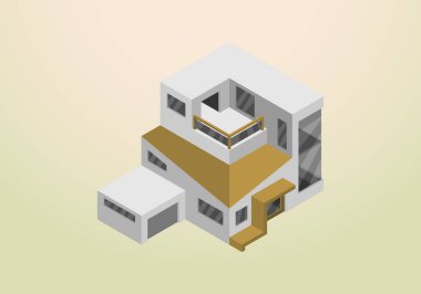 Modern ve minimalist ev vektör şablonunun izometrik tasarımı