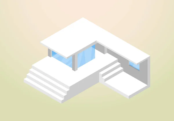 Design Isométrico Modelo Vetor Casa Moderno Minimalista —  Vetores de Stock