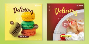 İçecekler, tatlı ve fast food için sosyal medya tasarım şablonu