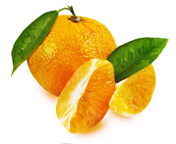 Tangerine with leaves — Stock Photo, Image