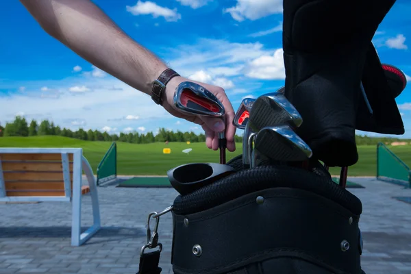 Golf club bag hand — Stock Photo, Image