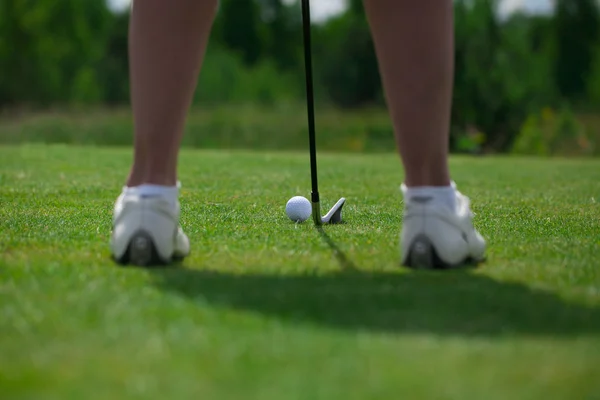 Palo de golf pelota pose derecha —  Fotos de Stock