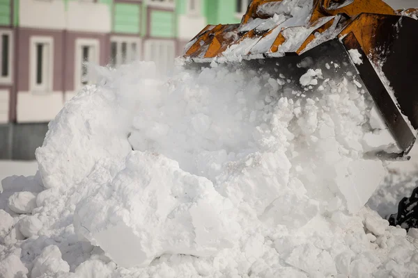 Bulldozer removing snow — Stock Photo, Image