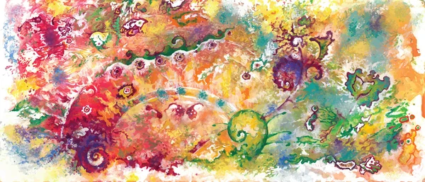 Vetor aquarela fundo abstrato com ornamento de renda floral. Natureza de fada selvagem em sonhos. Elemento para design . — Vetor de Stock