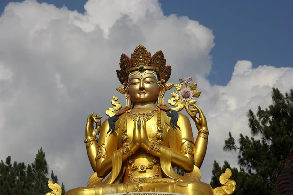 Budha pomnik świątynia Swayambhunath małpa, Kathmandu, Nepal. — Zdjęcie stockowe