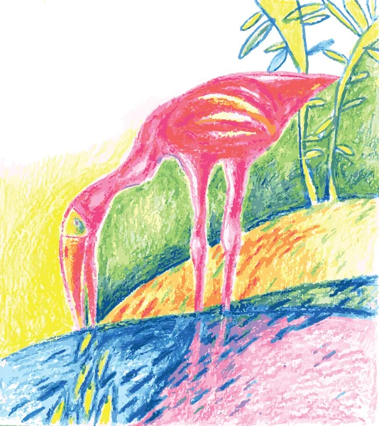Uccello fenicottero dipinto - illustrazione vettoriale — Vettoriale Stock