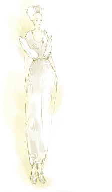 İllüstrasyon vektör zarif, stilize moda modelleri