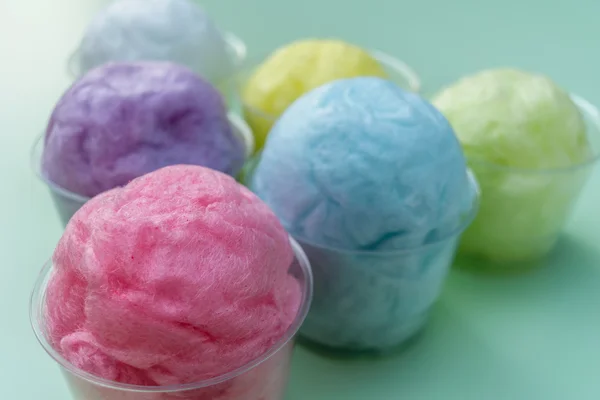colorful cotton candy in plastic cup