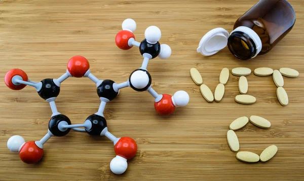 Molekulární struktura vitaminu C — Stock fotografie