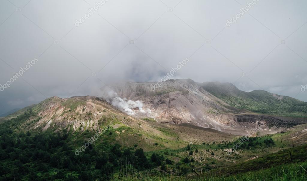 Mount Usu, active volcano at the south of Lake Toya, Hokkaido, j