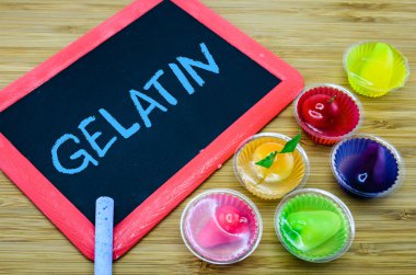 Concept of gelatin used as a gelling agent in food manufacturing clipart