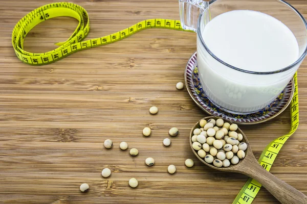 Concept of soymilk for diet and weight control — Stock Photo, Image
