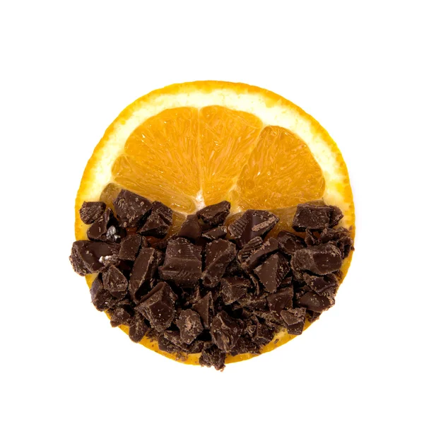 Вирізати шматочки апельсинового покриву з шоколаду — стокове фото