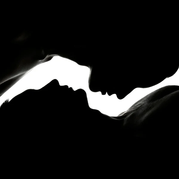 Silhouette of face man and woman. — Stock Photo, Image