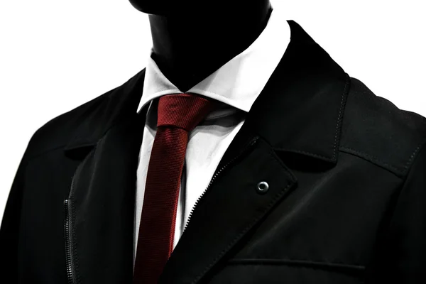 Red tie over elegant suit. — Stock Photo, Image