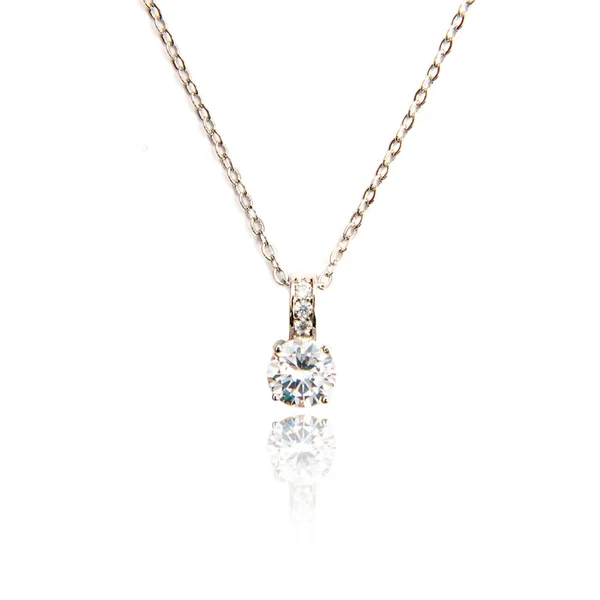 Pendentif diamant isolé sur blanc — Photo