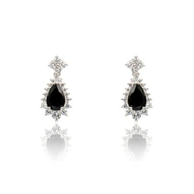 Çift siyah lâl taşı elmas küpe 