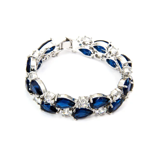 Sapphire moda na białym tle bransoletka — Zdjęcie stockowe