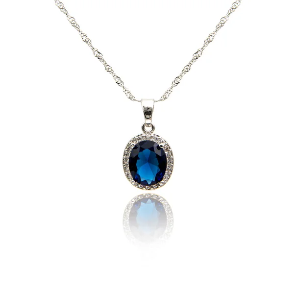 Sapphire pendant isolated on white