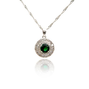 Emerald pendant isolated on white clipart