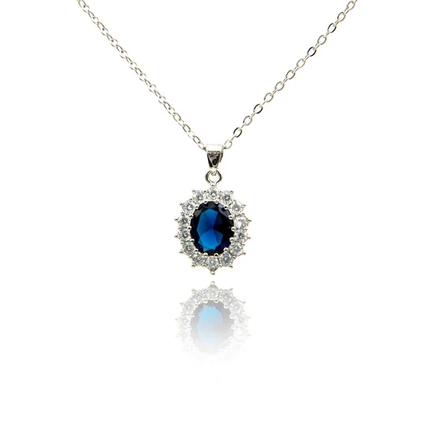 Sapphire pendant isolated on white