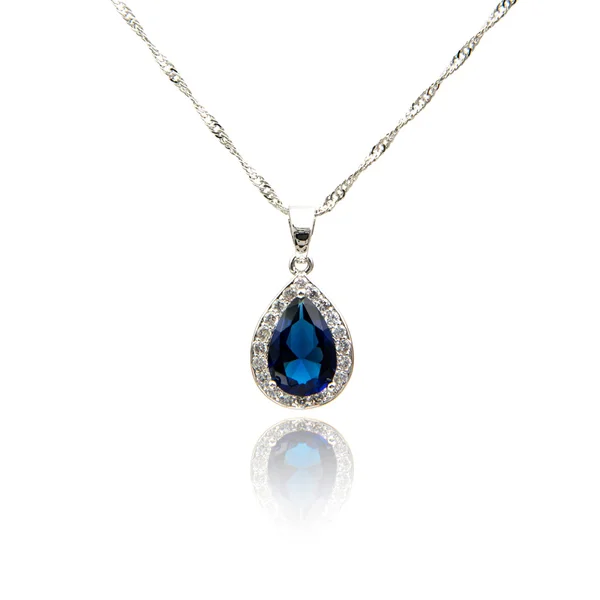 Sapphire pendant isolated on white — Stock Photo, Image