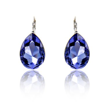 Safir küpe beyaz izole çift