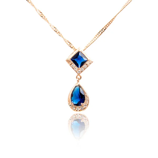 Sapphire pendant isolated on white — Stock Photo, Image