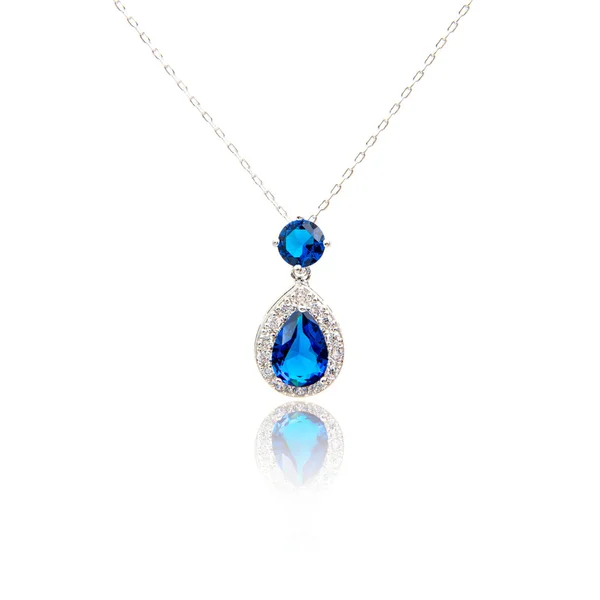 Sapphire pendant isolated on white