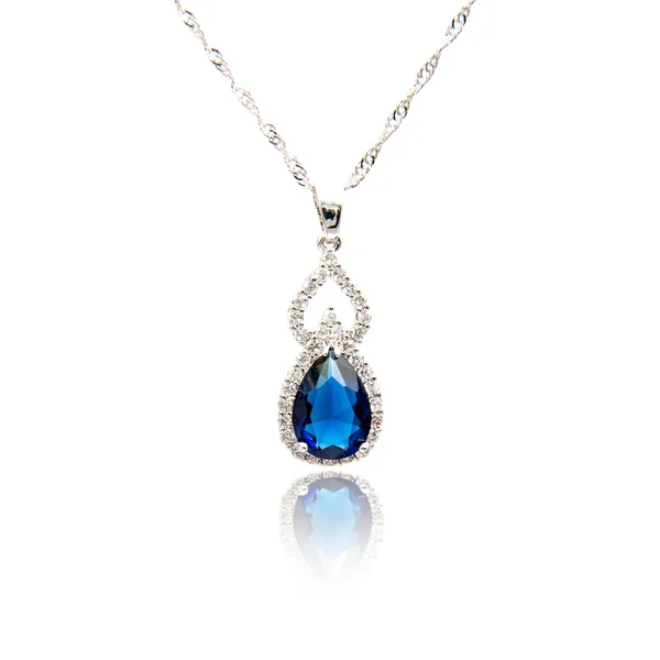 Sapphire pendant isolated on white — Stock Photo, Image