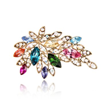 Beyaz izole Elmas Broş