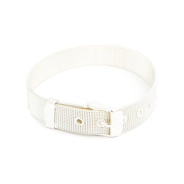 Moda pulseira de prata isolado no branco — Fotografia de Stock