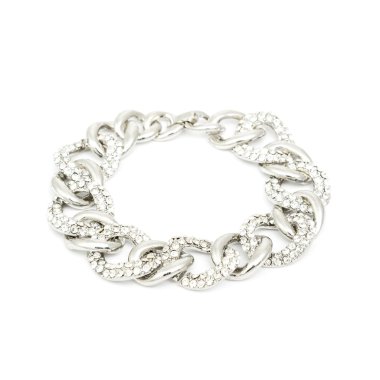 Beyaz izole gümüş elmas bilezik