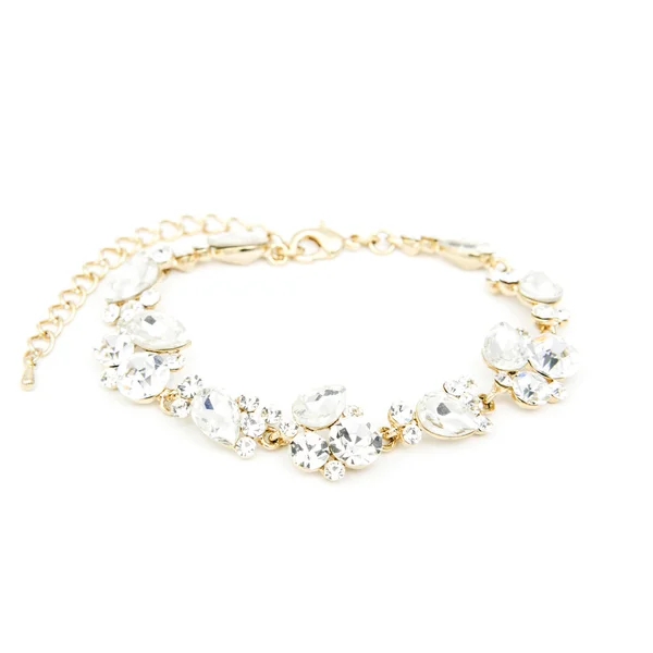 Złoty diament bransoleta na białym tle — Zdjęcie stockowe