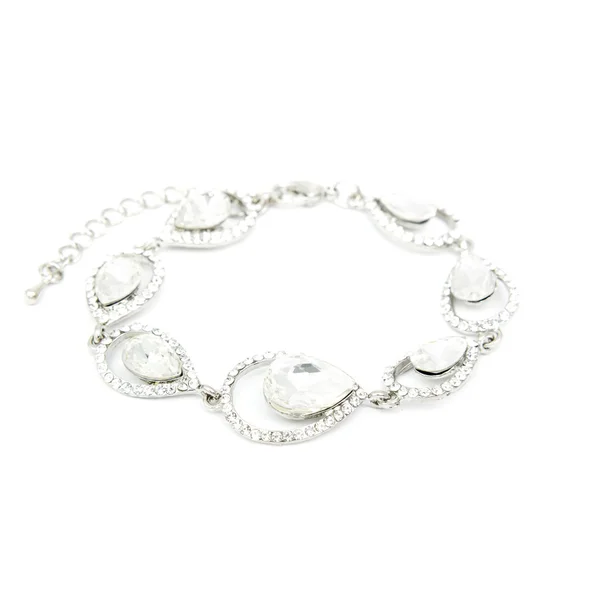 Silver diamant armband isolerad på vit — Stockfoto