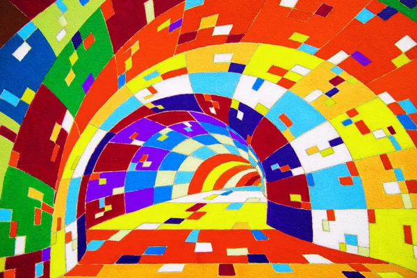 Psykedeliska färgglada målad tunnel bakgrund — Stockfoto