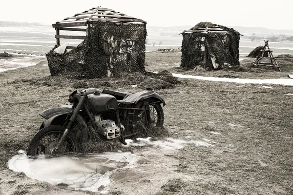 Eski kırık Alman motosiklet. İkinci Dünya Savaşı. Vintage