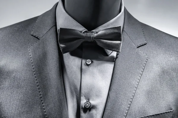 Close up of bow tie over suit — Stock Photo, Image