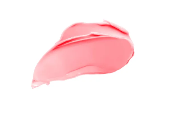Lindo esfregaço rosa delicado de BB creme facial no fundo branco isolado. Produtos para maquiagem e cuidados com a pele. — Fotografia de Stock