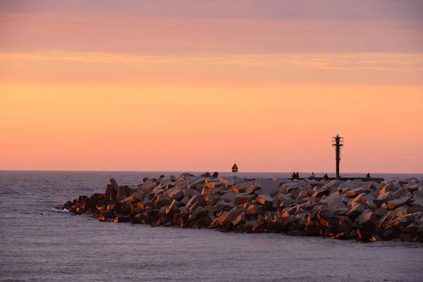 Παραθαλάσσια Στην Ustka Ηλιοβασίλεμα Πολωνία Βαλτική Θάλασσα — Φωτογραφία Αρχείου