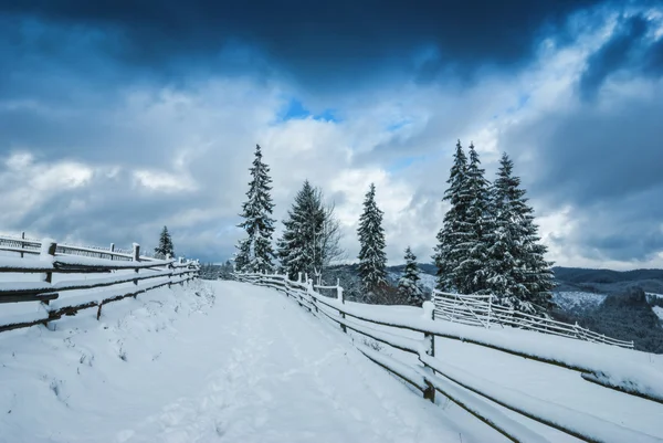 Дорога в зимовій долині — стокове фото