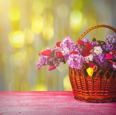 Sepet leylak ve laleler