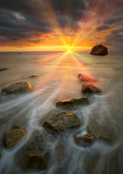 Coucher de soleil magnifique mer — Photo
