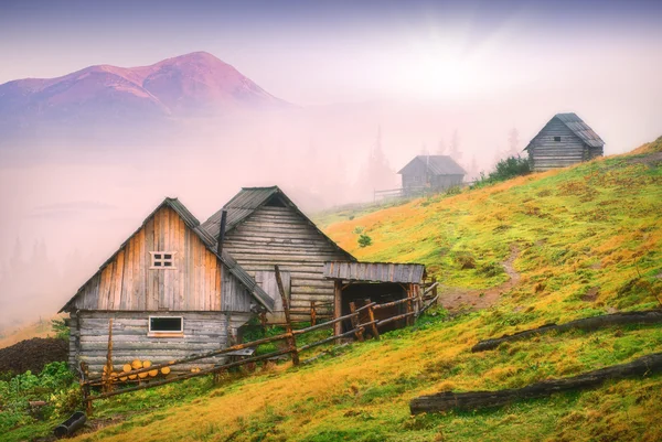 Houses in a Carpathian mountains — Stock Photo, Image