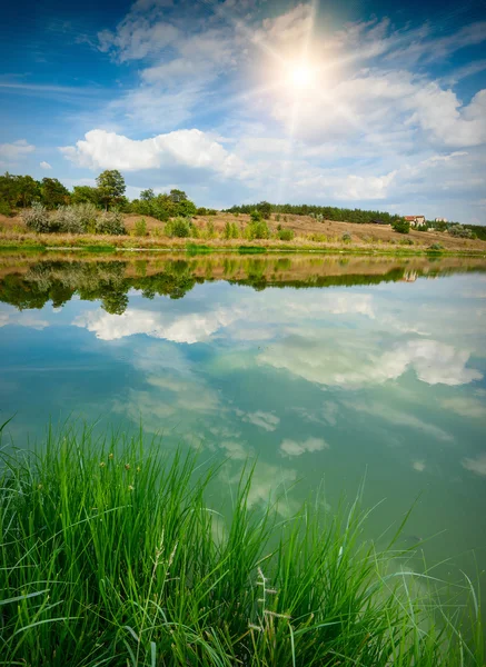 Paysage avec rivage vert — Photo