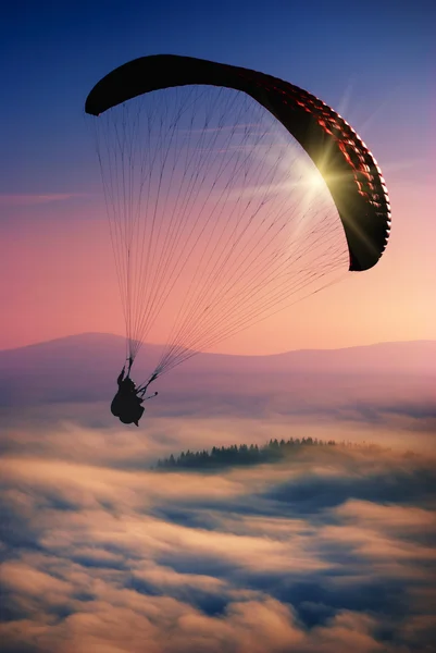 Paraglida i en sky — Stockfoto