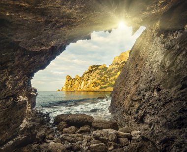 View from the sea cave clipart