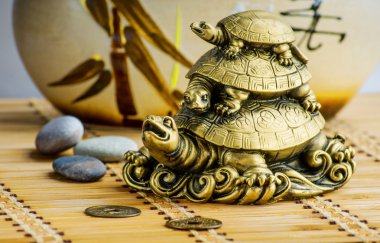Gold feng shui turtles clipart